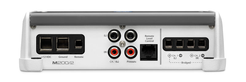JL Audio M200/2 Amp + M650-CCX-CG-WH Marine Speaker Bundle