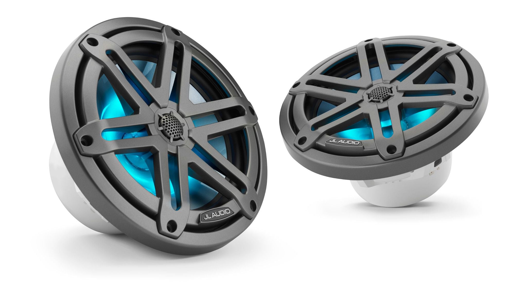 JL Audio M3-770X-S-GM-I 7.7" Marine Coaxial Speakers, Gunmetal Sport Grilles with RGB LED Lighting