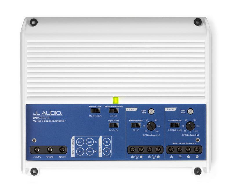 JL Audio M500/3 Amp + M3-650VEX-MB-S-GM-I Speakers + M3-10IB-S-GM-I-4 Subwoofer Bundle