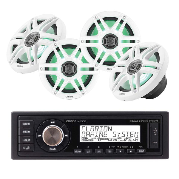 Clarion M508 1-DIN + CMS-651RGB-SWB x2Pairs Marine 6.5