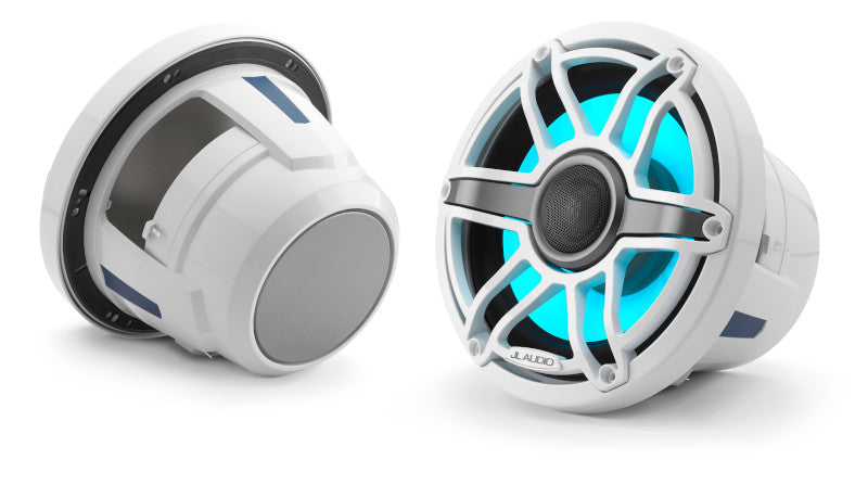 JL Audio M6-880X-S-GWGW-I 8.8" Marine Speaker System, RGB LED, Gloss White, Sport Grill