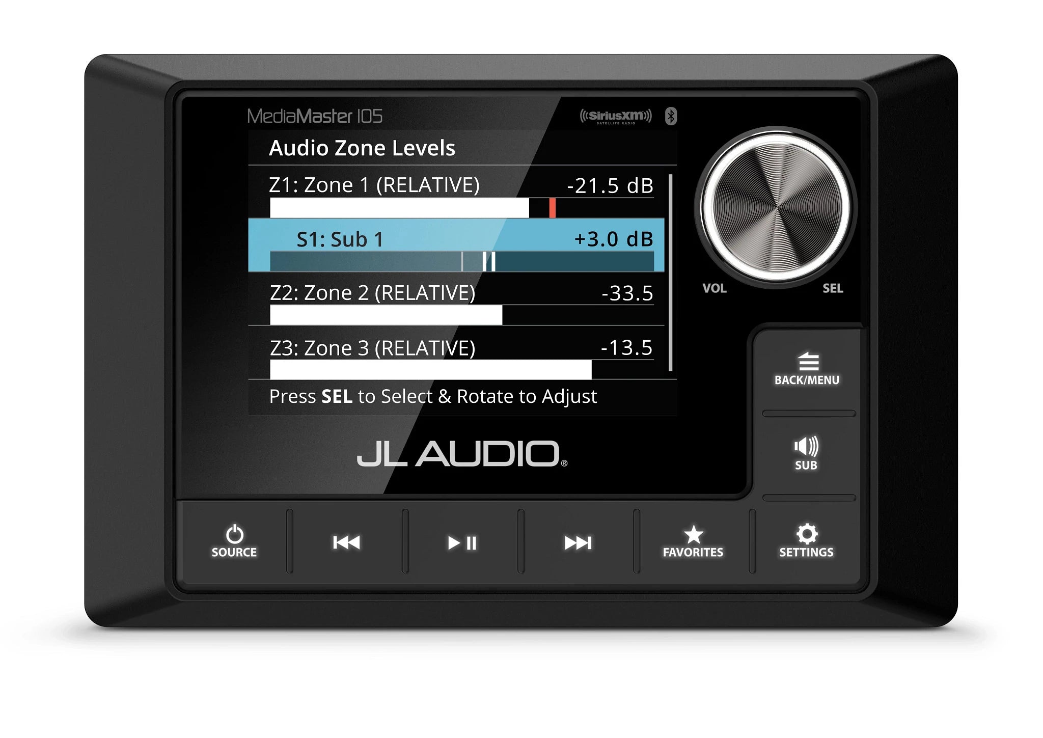 JL Audio MM105 Weatherproof Source Unit w/ Full-Color LCD Display