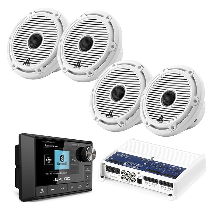 JL Audio MM105 + M400/4 Amp + x2 Pairs M6-650X-C-GWGW Marine Bundle