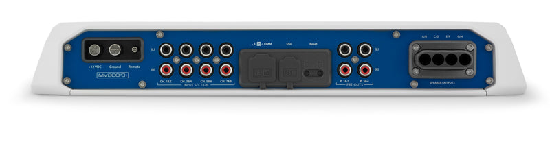 JL Audio MV800/8I Marine Amp + M6-770X-S-GWGW-I x4 Pairs Marine Speaker Bundle