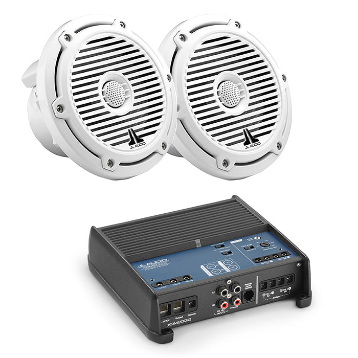 JL Audio XDM200/2 Amp + 1 pair of M650-CCX-CG-WH Speaker Bundle