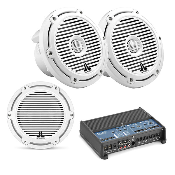 JL Audio XDM500/3 Amp + 1 pair M650-CCX-CG-WH Speaker + 1 M6-10IB-C-GWGW4 Sub Bundle