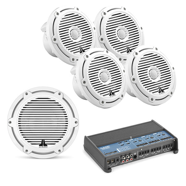 JL Audio XDM700/5 Amp + 2 pairs of M650-CCX-CG-WH Speakers + M6-10IB-C-GWGW-4 Sub Marine Bundle